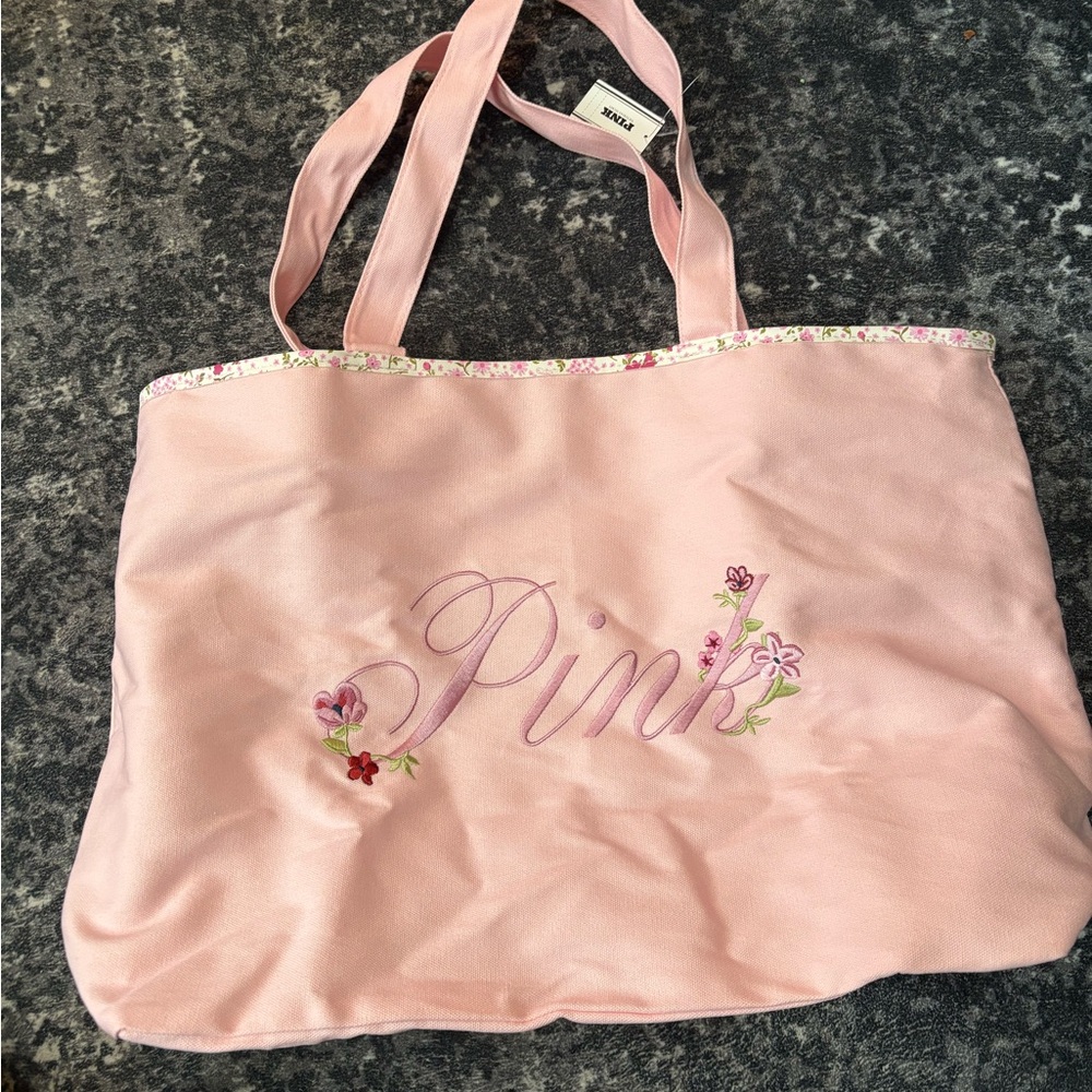 Victoria’s Secret Pink Floral Embroidered Tote Bag